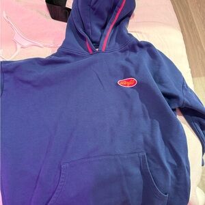 Blue Hoodie with Pink Accents